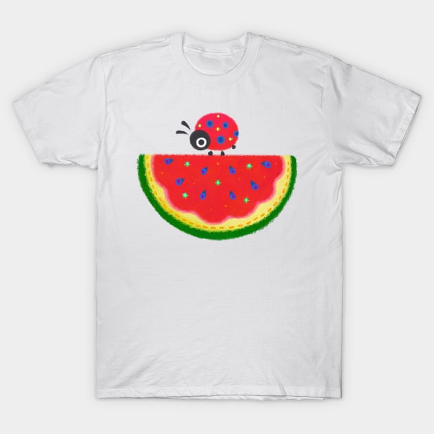 watermelon and ladybug T-Shirt by pikaole